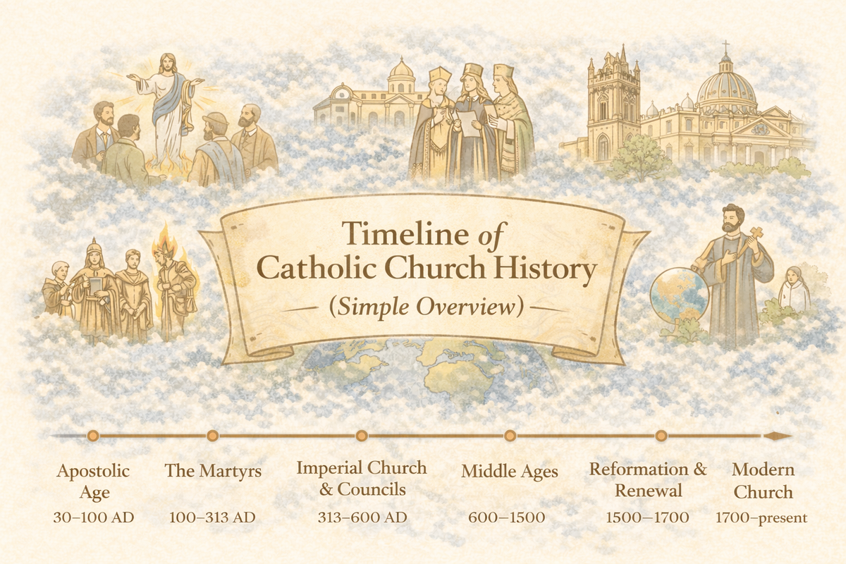 Timeline of Catholic Church History (Simple Overview)